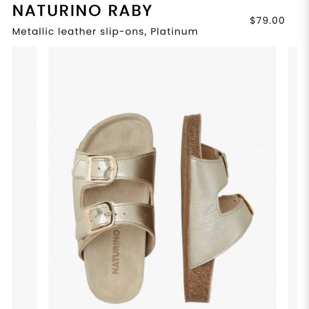 Kids size 3 Naturino Raby Metallic sandals in platinum